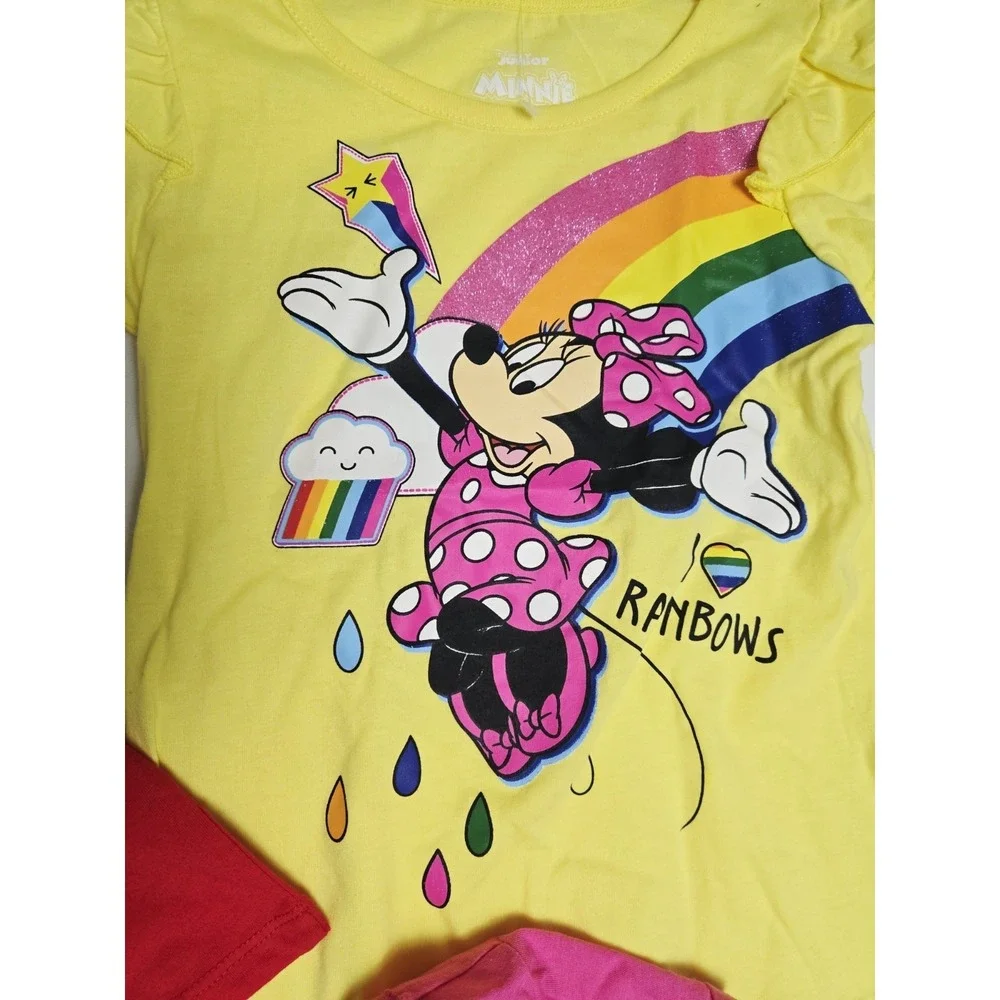 Disney Junior Girls shirt lot of 3 NWT sz 6x Minnie Mouse Daisy+ hair bow‎